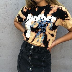 Marvel black panther custom acid wash crop tee